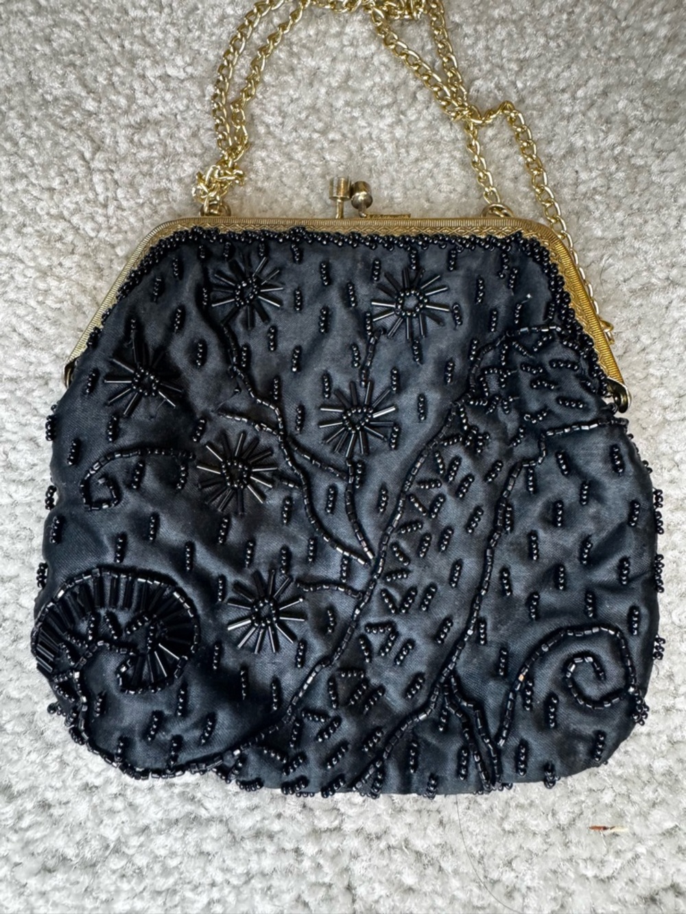 Vintage Black Beaded Evening Chain-Handle Bag - Picture 7 of 7